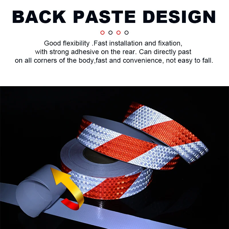 Twill Reflective Tape 5cm*25m Left Right Strips Red White Reflectors Stickers Waterproof Self-Adhesive Safety Conspicuity Decals