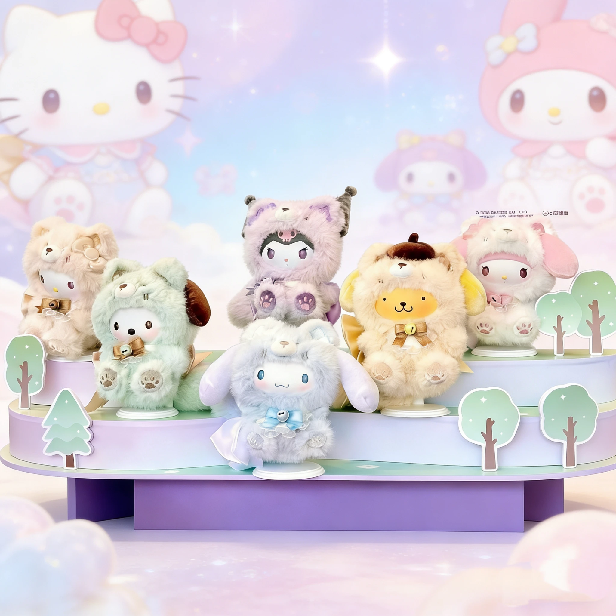 

New Sanrio Characters Fox Hello KittyI sland Blind Box Cinnamoroll Plush Pendants Surprise Box My Melody Blind BoxToy Gift