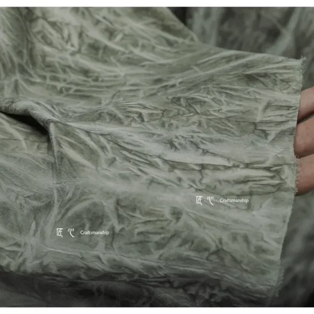 

Светло-зеленая бамбуковая плиссированная хлопково-льняная ткань для рубашек, ветровок, дизайнерской одежды, рукоделия, шитья, на метр