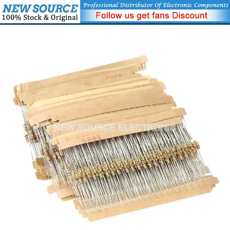 100pcs/lot 1/4W Carbon Film Resistor 5% 1R-10M 0R 10R 22R 47R 100R 220R 470R 1K 3.3K 10K 47K 100K 220K 47 100 150 Ohm 0.25W new image 2
