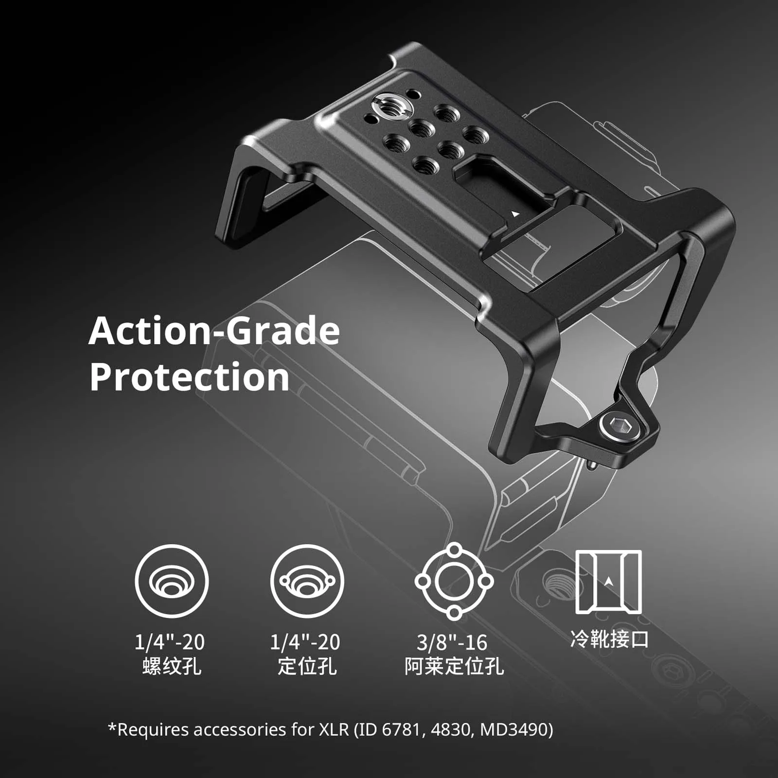 SmallRig FX5 "HawkLock" Kamera-Cage für Sony FX5 mit Klemme für HDMI-Kabel, Top-Platte mit 1/4"-20 / 3/8"-16 Arca-Typ Schnellwechselplatte – Detail 18