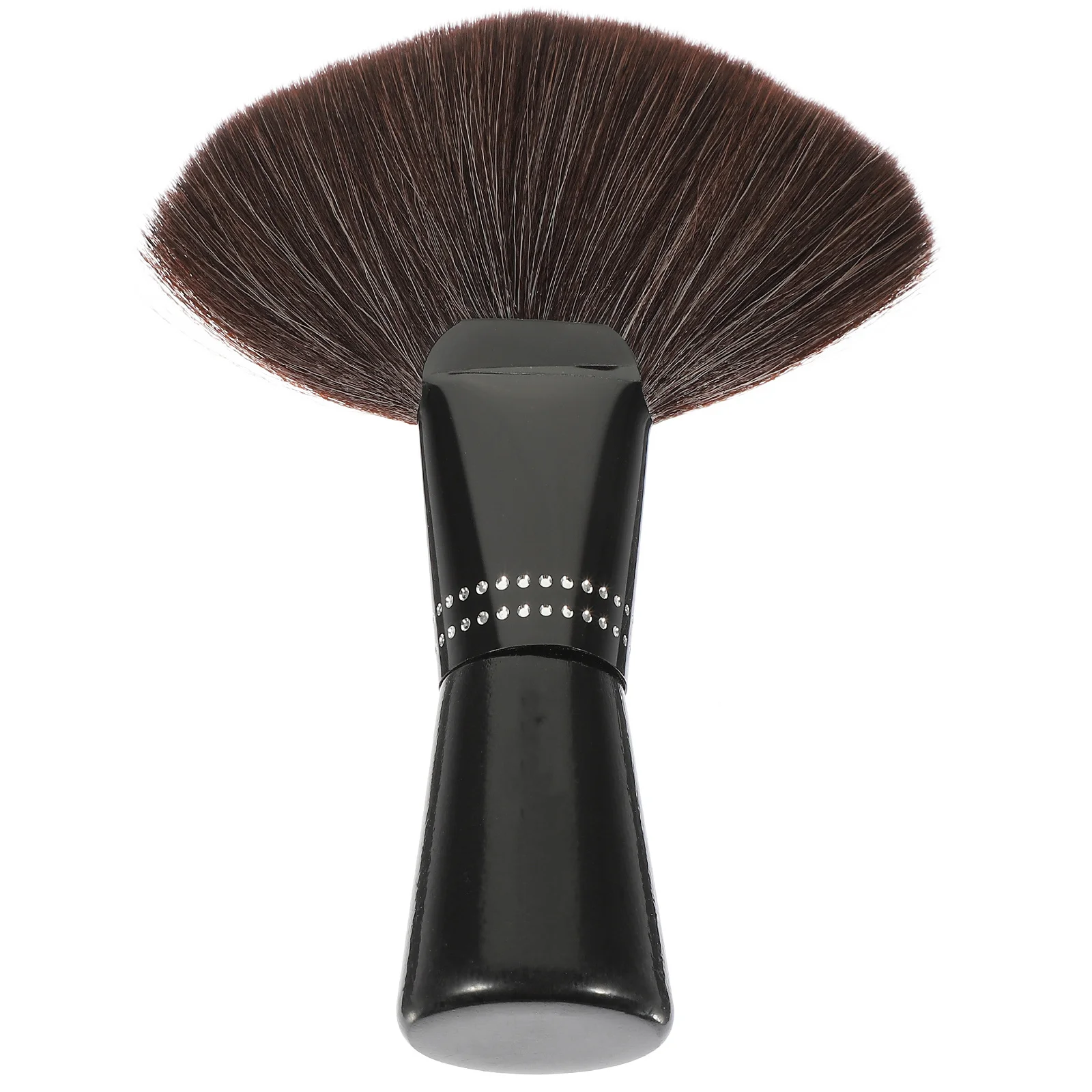 

Multi-Function Fan Shape Nylon Bristles Powder Brush Coffee Color Premium Acrylic Rhinestone Alloy Handle for Professional