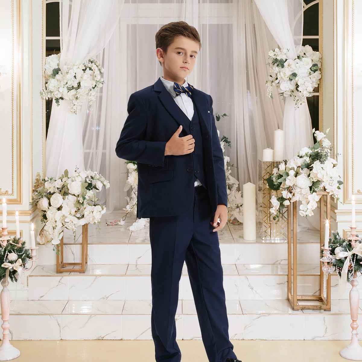 Suit for Kids Boys Easter Outfit Church Party Blazer Wedding Ceremony Flower Piano Performance Birthday Gift Clothes Set 3 PCS