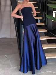 Strapless Patchwork Fashion Loungewear Dress, Women Summer Backless Slim Elegant Party Dress, New Sleeveless Simple Ladies Dress