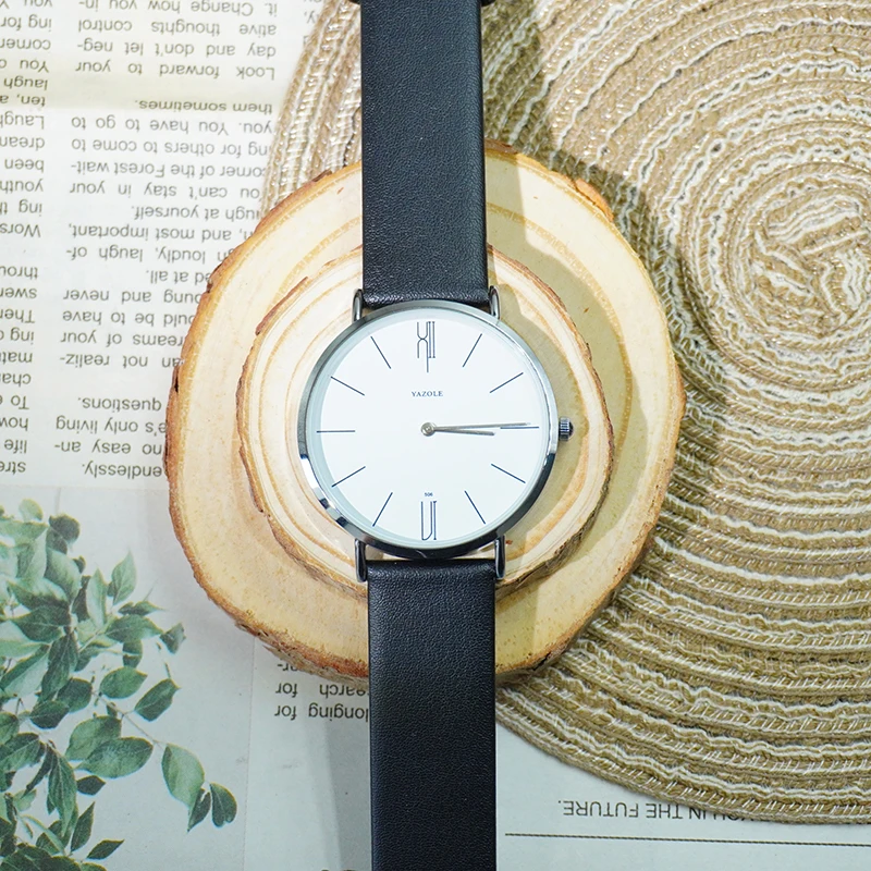 YAZOLE シンプルなメンズ腕時計学生トレンドスポーツクォーツマンウォッチラウンドダイヤル PU ストラップ防水男性腕時計