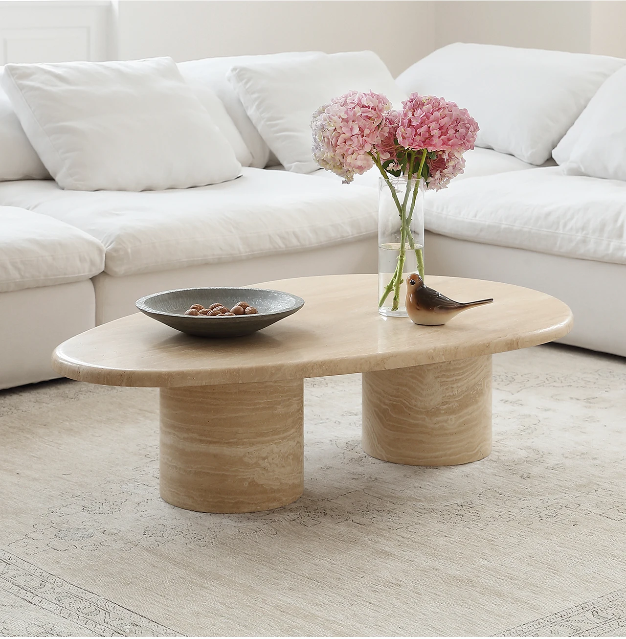 Natural travertine coffee table wabi wind marble living room simple modern raindrop coffee table