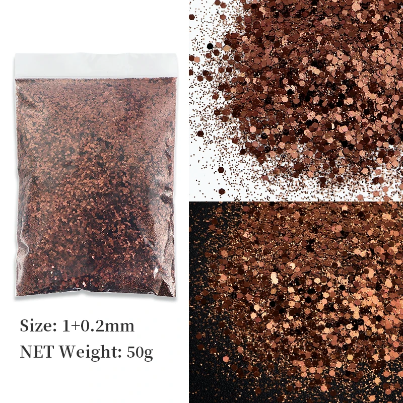 50g caffè marrone Glitter resina epossidica riempitivo materiali di riempimento resina fai da te Mix paillettes esagonali moldes de silicona para