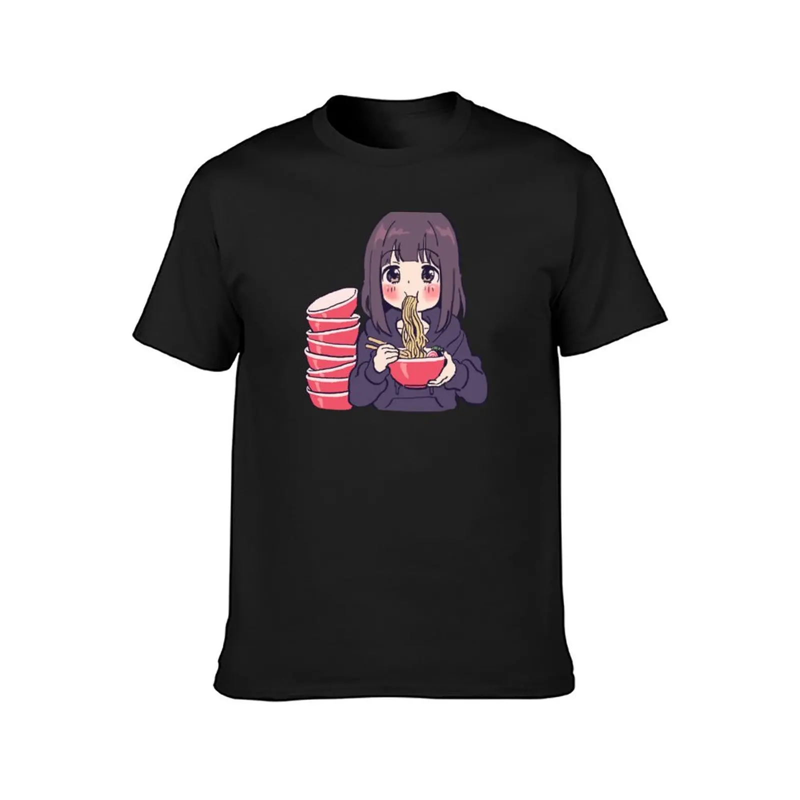 I draw cute anime girl eating ramen / Menhera Shoujo Kurumi-chan T-Shirt blanks sweat t shirts for men graphic