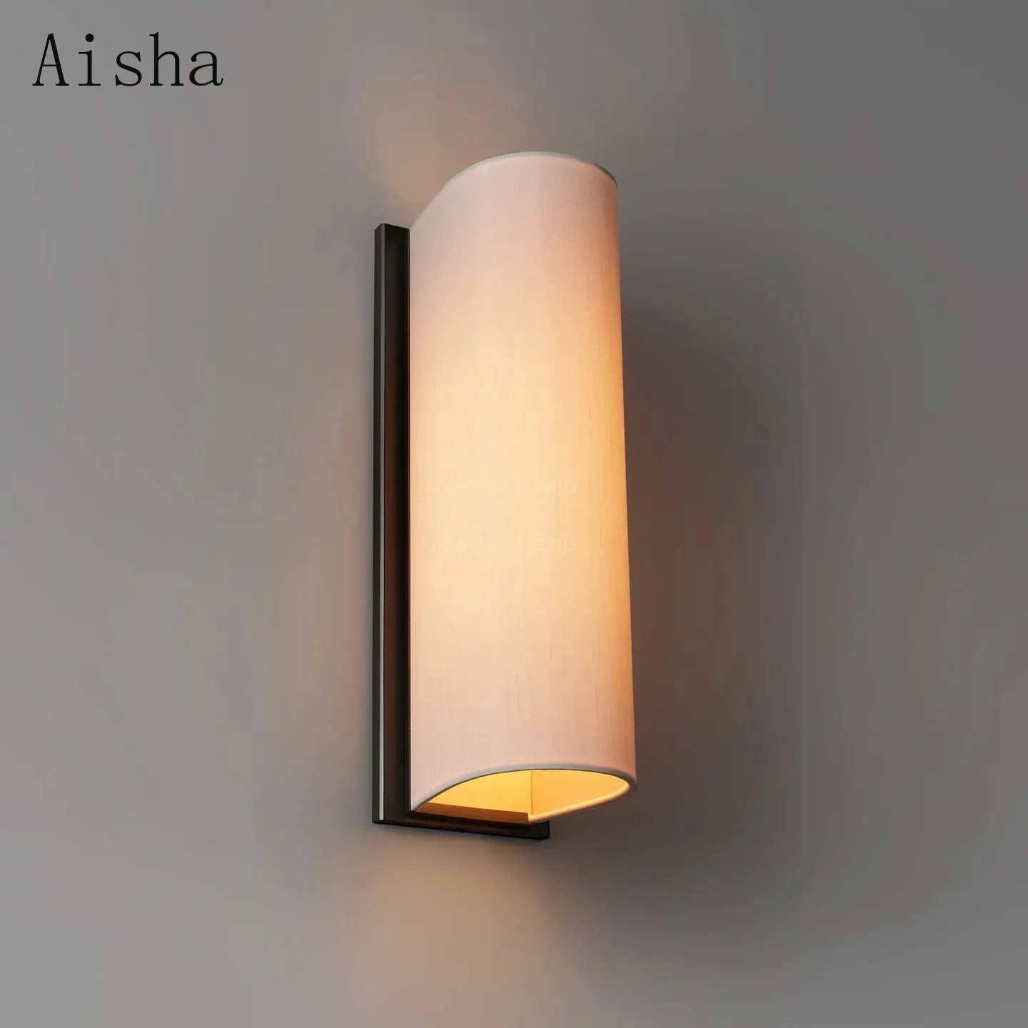 Japanese Minimalist Fabric Wall Lamp Bedroom Bedside Sconces Homestay Hotel Guest Room Living Room Background Wall Light