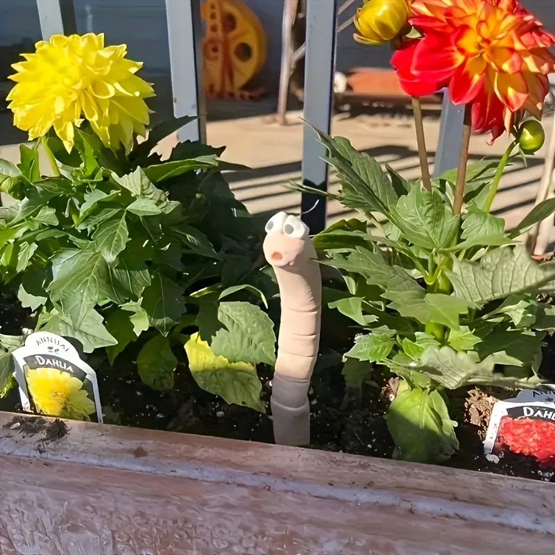 Cute Thirsty Worm Plant Decorations Perfect for Indoor/Outdoor Plants Playful Design Accessories Garden Ornament Halloween Gifts