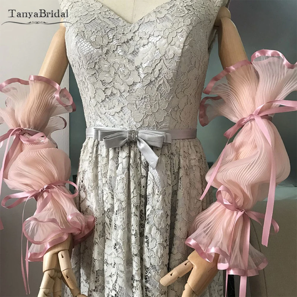 

Plisse Tulle Puff Sleeves Detachable Wedding Sleeves Long Formal Fingerless Gloves Chic DG104