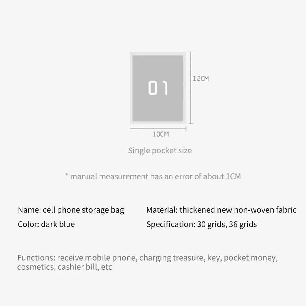 กระเป๋าใส่ของตกแต่งห้องเรียนแบบมีหมายเลขกระเป๋าสำหรับโทรศัพท์มือถือ