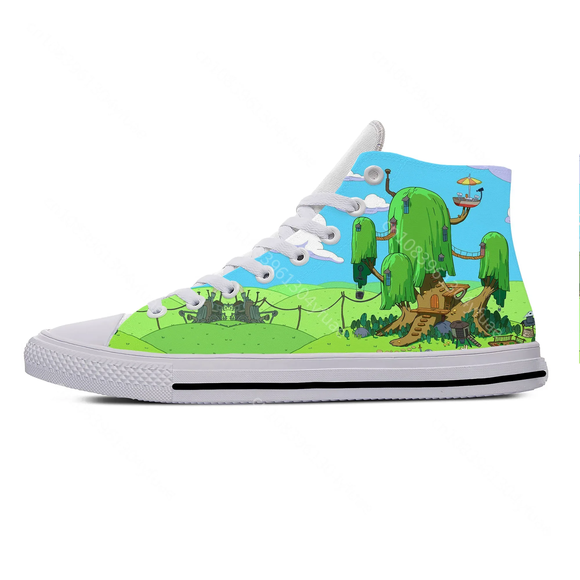Hot Time Anime Cartoon Manga Adventure Funny Fashion Casual Shoes Breathable Men Women Sneakers High Top Lightweight Board Shoes
