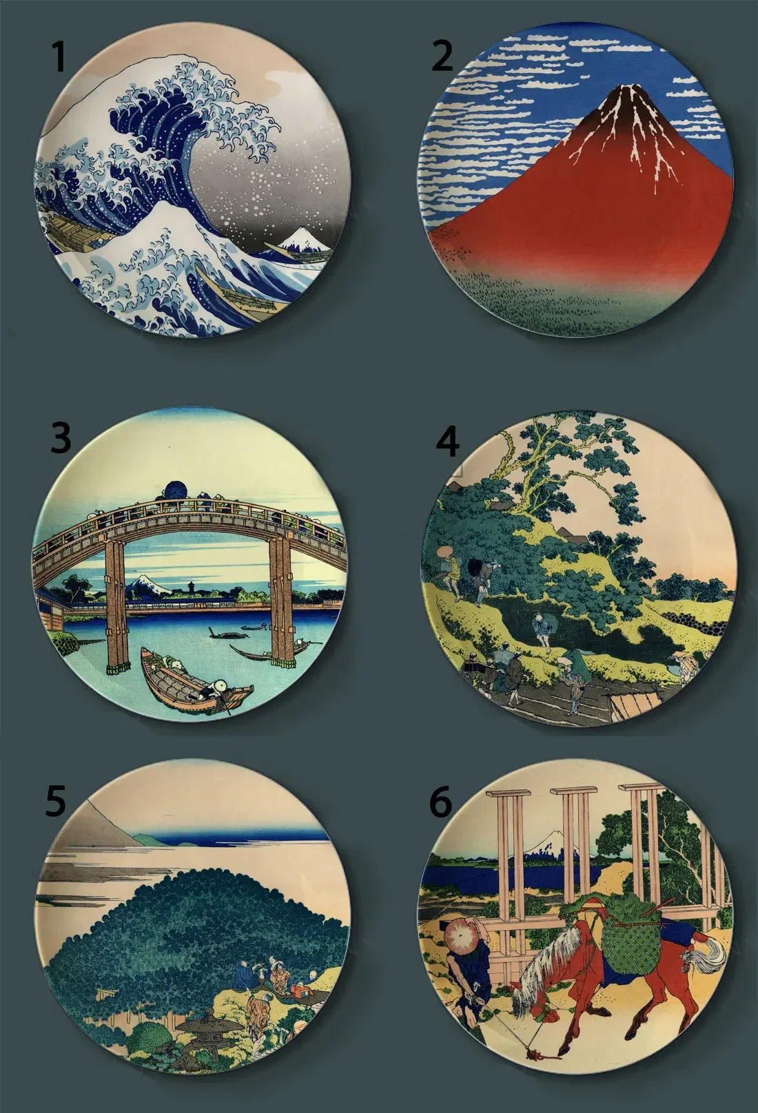 

Japanese landscape decoration plate retro ukiyo-e art plate surfing mountain residence restaurant plate