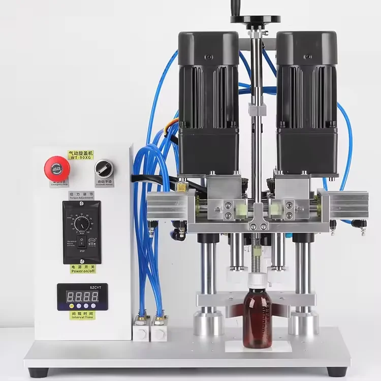 Bottle Screw Capping Machine Tightening Manual Small Semi Automatic Manual Operation Desktop Semi Automatic Threaded Cap Clampin