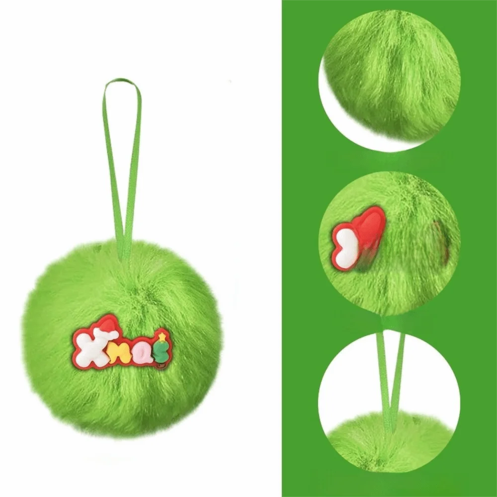 

Plush Furry Christmas Ball Lime Green 6cm Christmas Tree Decoration Ball DIY with Bow Christmas Hanging Decorations New Year