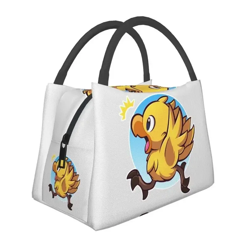 Custom Final Fantasy Chocobo Yellow Bird Lunch Bags Men Women Cooler Warm Insulated Lunch Box for Picnic Camping Work Travel