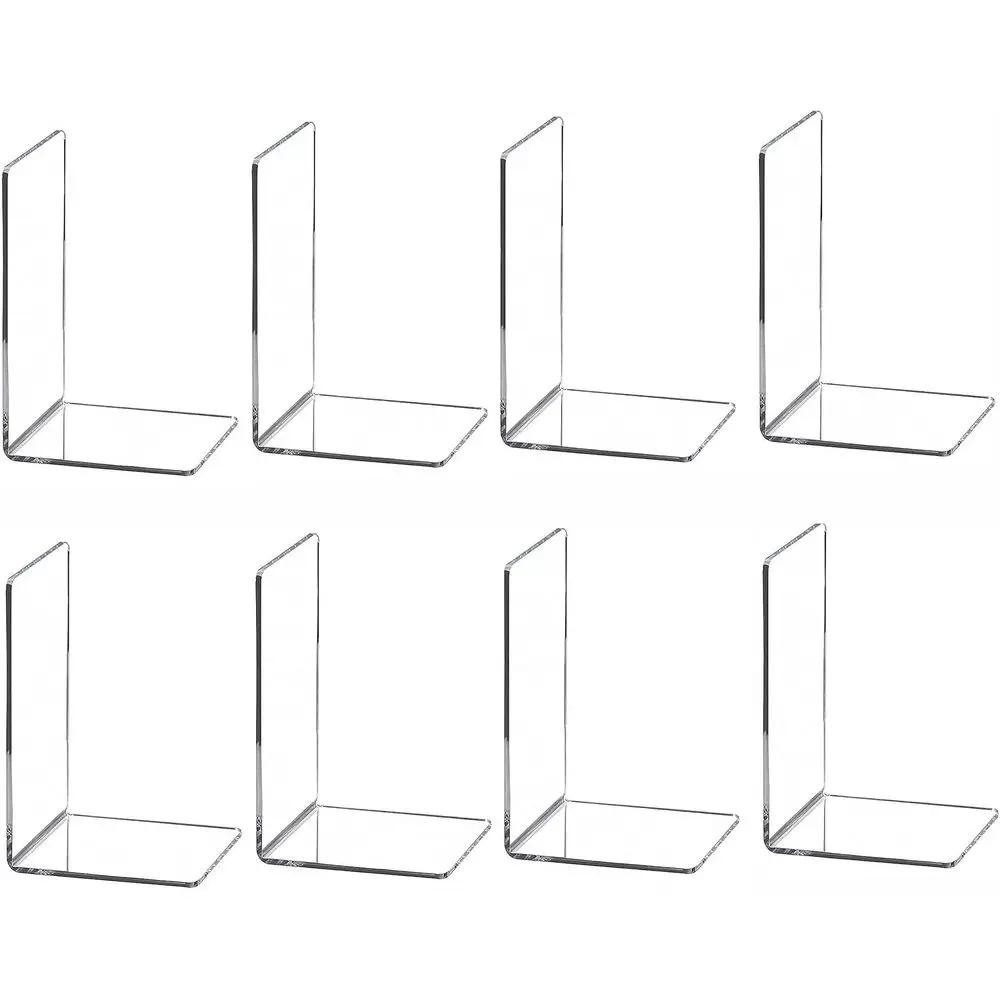 

Clear Bookends or Heavy Books, 8pcs Acrylic Book Shelf Organizer, Plastic Heavy Duty Book Holders Stand, Invisible Bookshelf Div