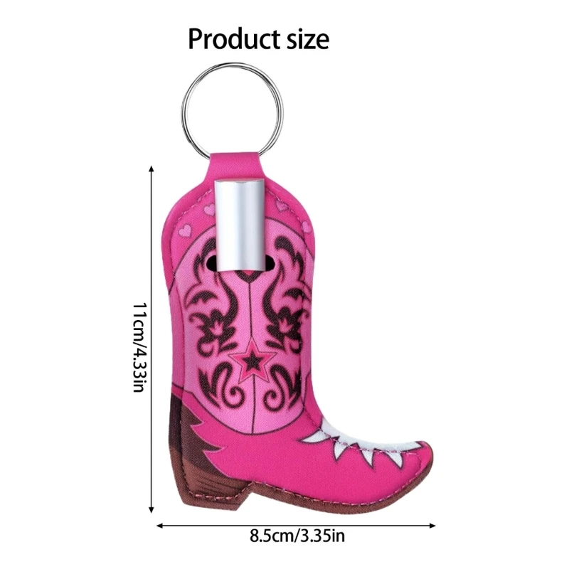 2026 New 12 Pieces Western Theme Lipsticks Charm Keychains Cowboy Boot Pink Fabric