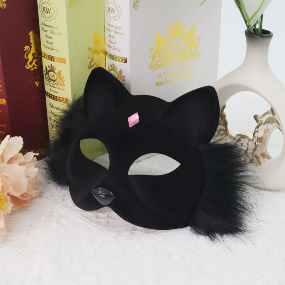 Masque de renard en fourrure 3d, accessoire de Costume de nez, demi-masque d'animal, fourrure artificielle pour carnaval, mascarade d'halloween