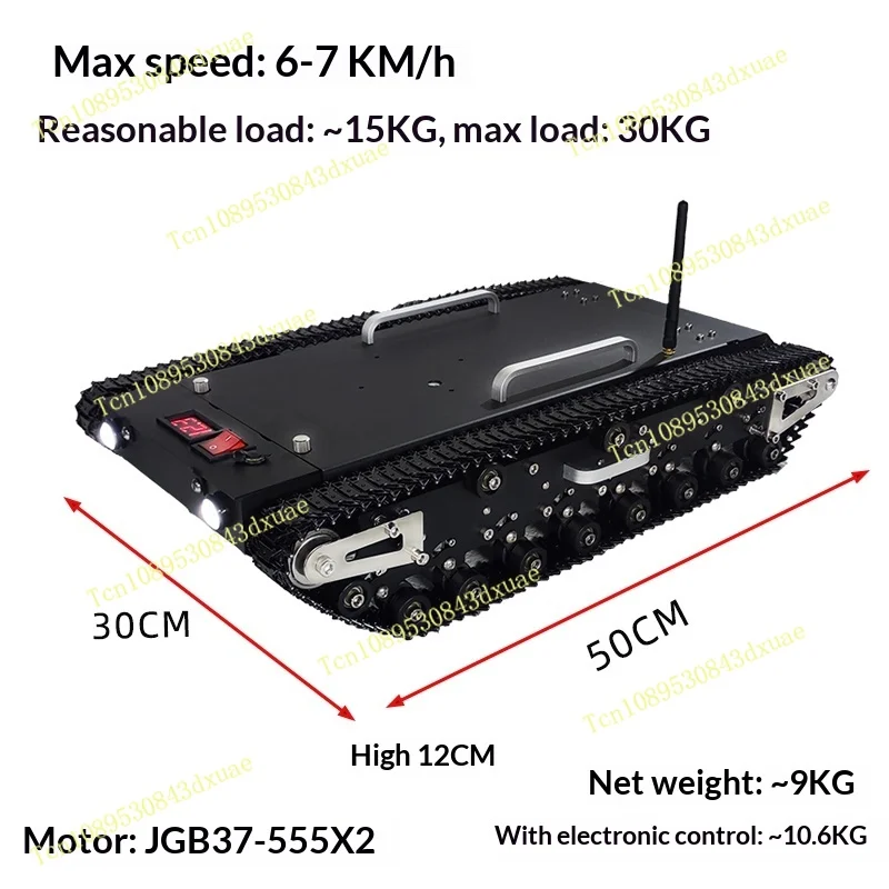 20KG Heavy-duty Tracked Intelligent Robot Car Chassis Kit, Metal Tracks, STM32 Tank Robot Tracked Chassis.