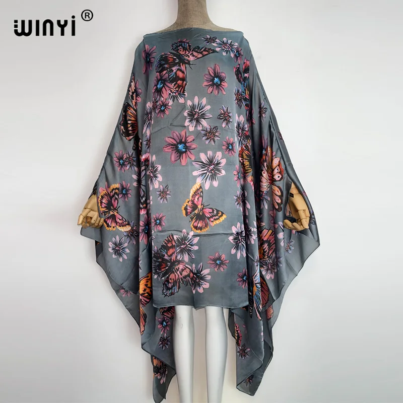 WINYI holiday Fashion Blogger polecam popularne drukowane sukienki Maxi typu Kaftan luźna letnia plaża długa sukienka boho dla pani