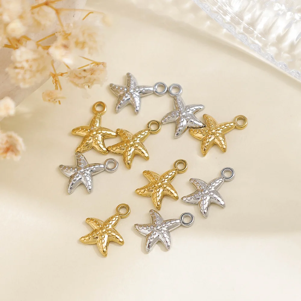 

5 шт., подвески ручной работы из нержавеющей стали, золотой, серебристый цвет, ожерелье в виде морской звезды, серьги, браслет, коннекторы, ювелирные изделия своими руками
