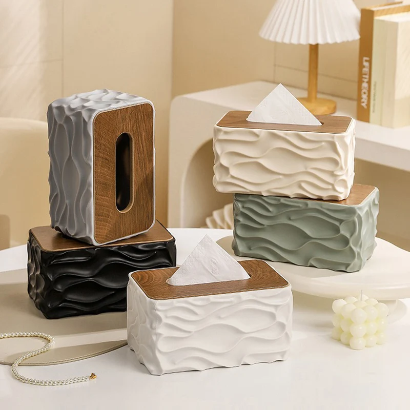 

Creative Extractable Dustproof Luxurious High End Living Room Car Solid Wood Toilet Dining Room Tissue Dispenser Box