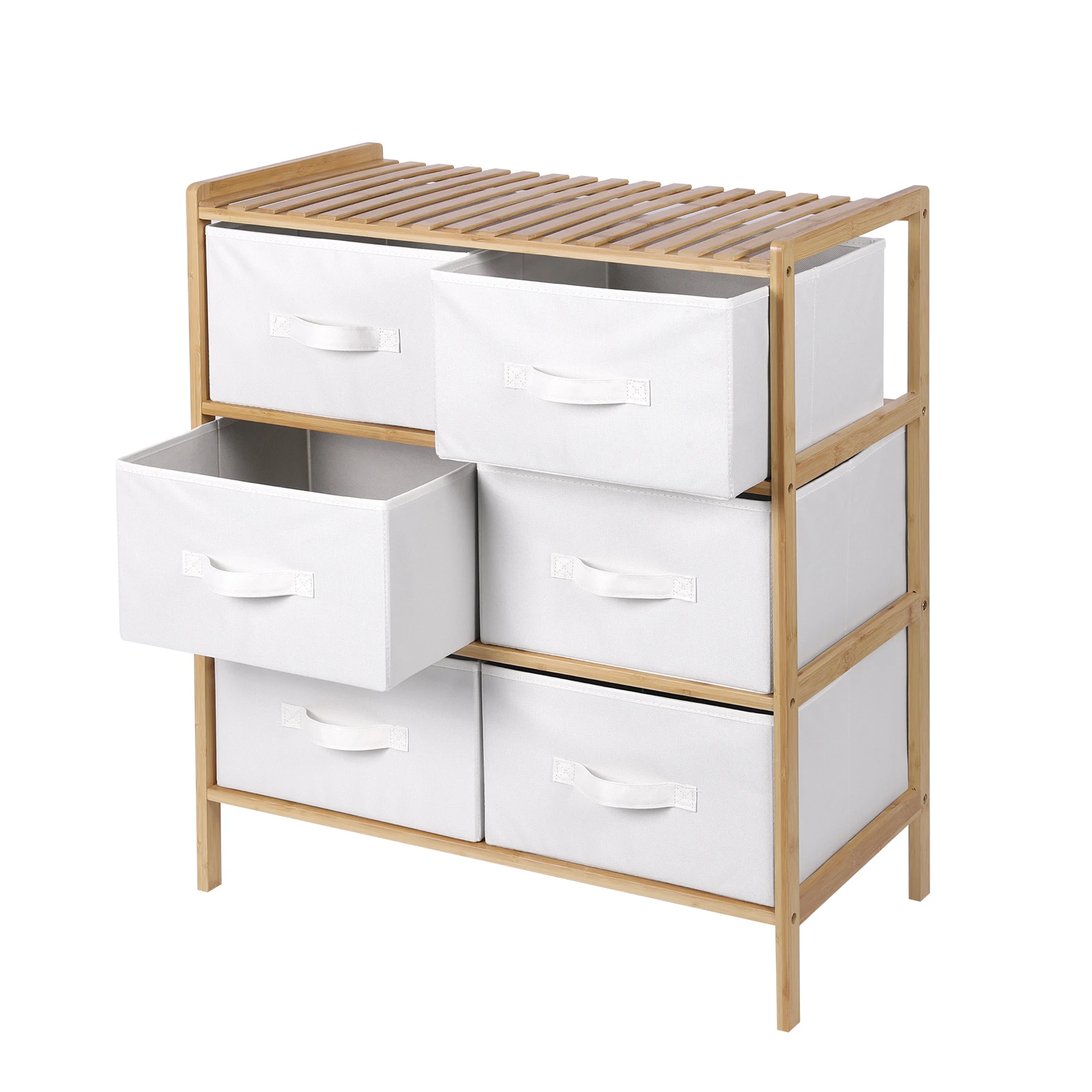 صندوق تخزين الملابس مع 6 سلال رف خشبي أثاث متعدد الوظائف أشتات منظم لغرفة المعيشة وغرفة النوم #2