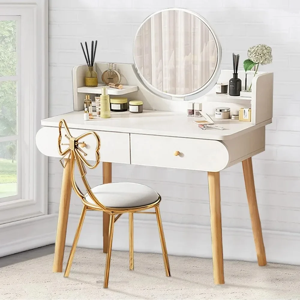 Vanity Table Set with Mirror, Adult Makeup Vanity Desk Dressing Table(Without Stool)