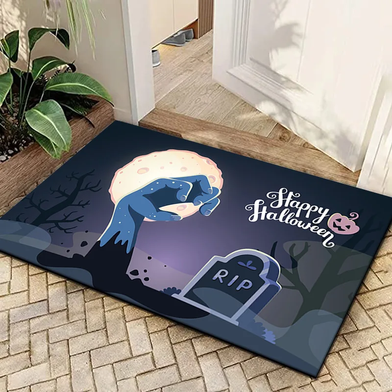 

VIKAMA Halloween Spooky Spooky Door Mat Bathroom Entrance Door Diatom Mud Mat Non-slip Absorbent Decorative Mat