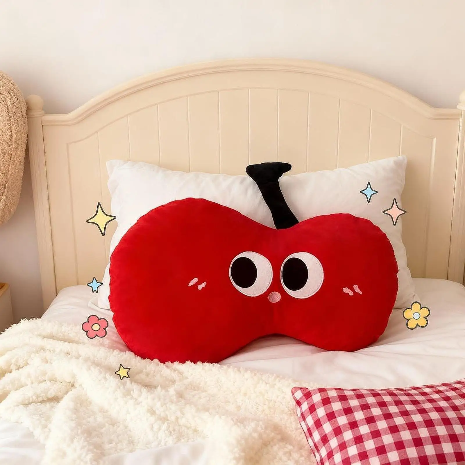 

Big Eyes Fruit Plushie Pillow Fluffy Decorative Sofa Cushion Cute Character Toy for Children’s Room Birthday
