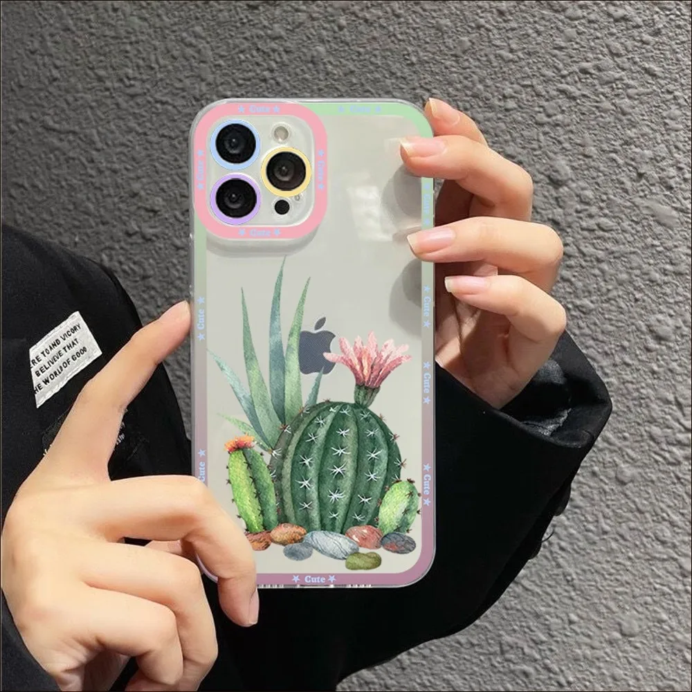 Cactus Phone Case For IPhone 14 13 12 11 Pro Max Mini X Xs XR 6 7 8 Plus SE 2020 Transparent Case