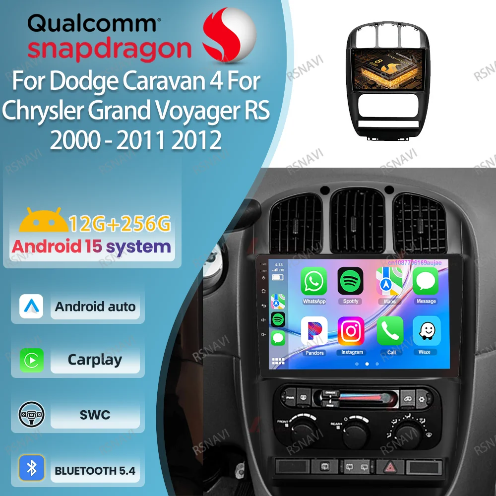 

Автомобильное радио Android 15 для Dodge Caravan 4 для Chrysler Grand Voyager RS 2000 2001- 2012, головное устройство Carplay BT NO 2DIN Мультимедиа