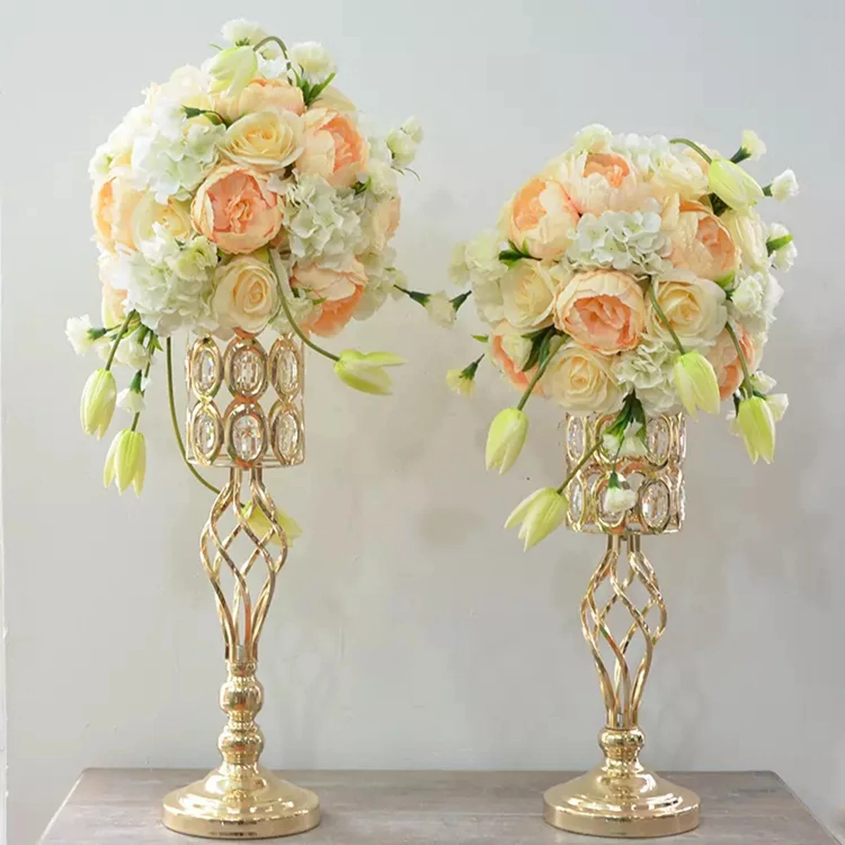 

New Wedding Props Gold Plated Iron Flower Three-piece Packed Stage Background European Ornaments Table Centerpiece Candle Holder