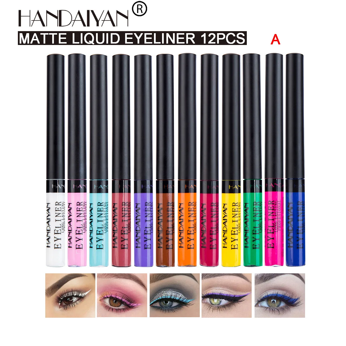 Kit Eyeliner bercahaya 12 warna/pak Matte tahan air pensil garis mata cair warna-warni Set rias berwarna kosmetik tahan lama