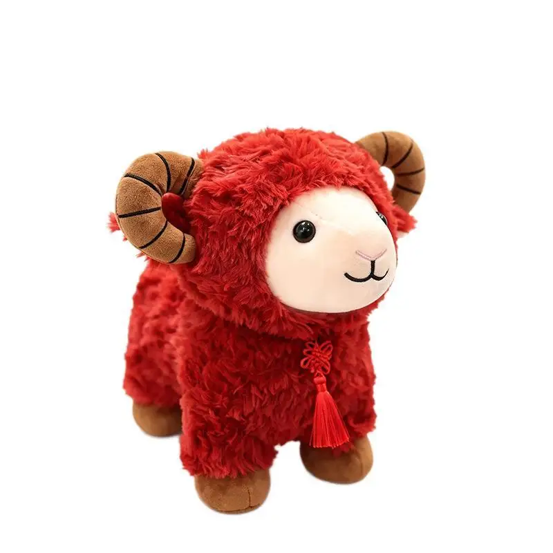 2027 Spring Festival Goat Mascot Plush Toy Cute Zodiac Stuffed Goat Doll 20/25/30cm Lightweight for Kids Daily Play Gift