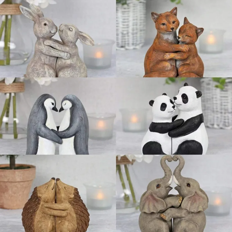 

New Animal Partner Garden Ornament Animal Couple Ornament Design Resin Home Gifts Garden Decoration