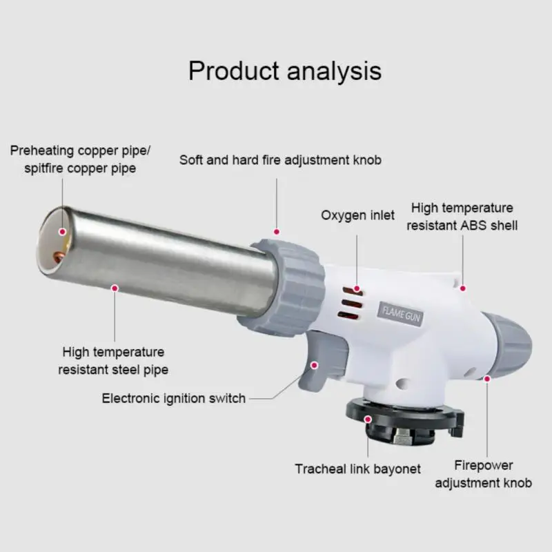 Torch Cooking AutoIgnition Butane Gas Welding-Burner Welding Gas Burner Flame Gas Torch Flame Gun Blow for BBQ Camping Cooking