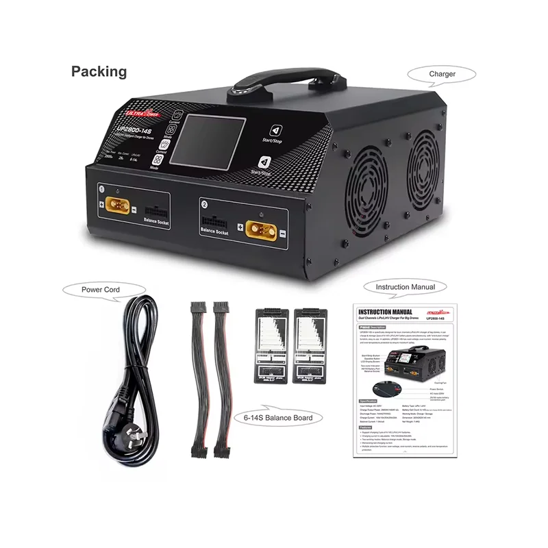 ULTRA POWER UP2800-14S 2X1400W 28A 6-14S LiPo/LiHV Bateria UAV Drone Carregador 2 vendido
