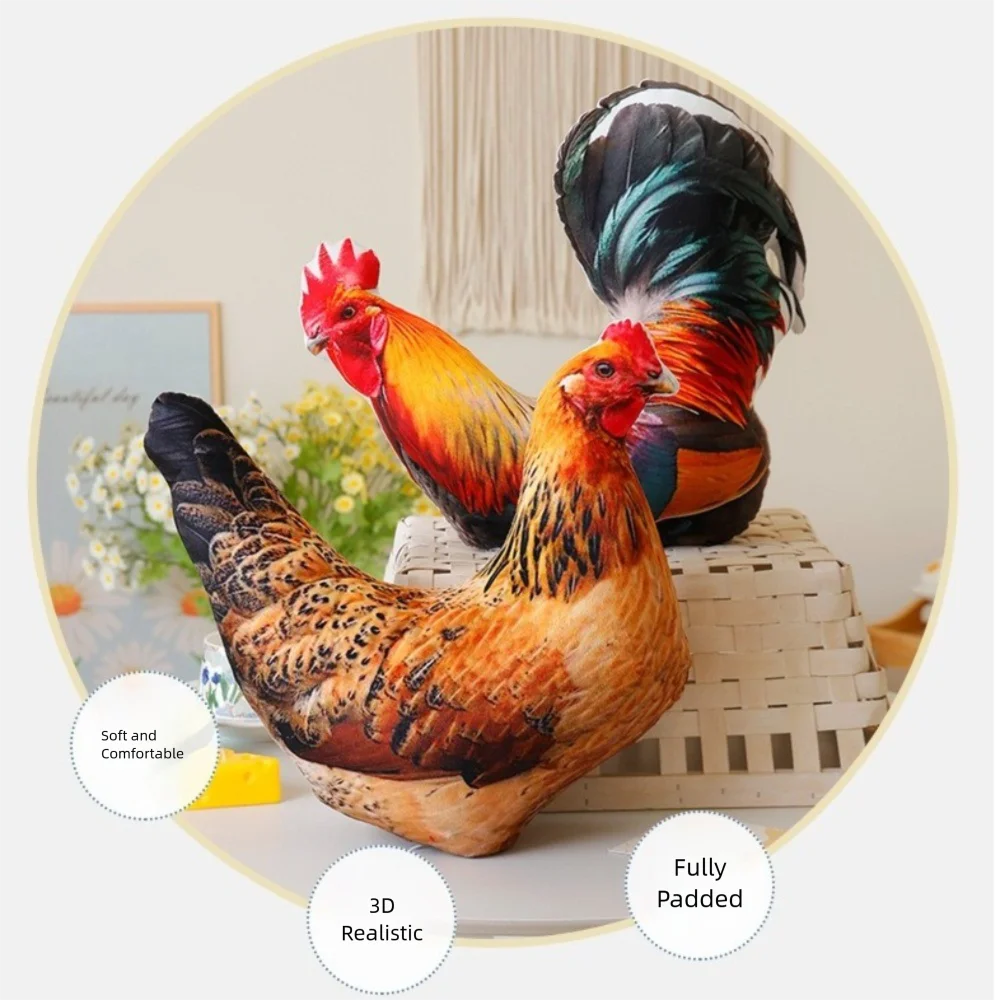 New Simulation Design 3D Bird Plush Toy Lifelike Texture Colorful Printing Goose Toy Cute Steric Shape Soft Cushion Home Decor