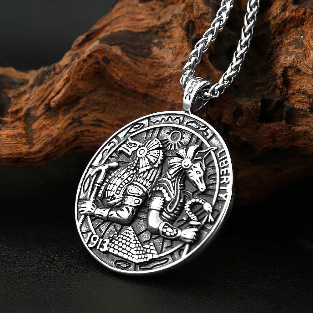 Fashion Ancient Egyptian Necklace Stainless Steel Vintage Anubis Pendant For Men Biker Unique Amulet Jewelry Gifts Dropshipping