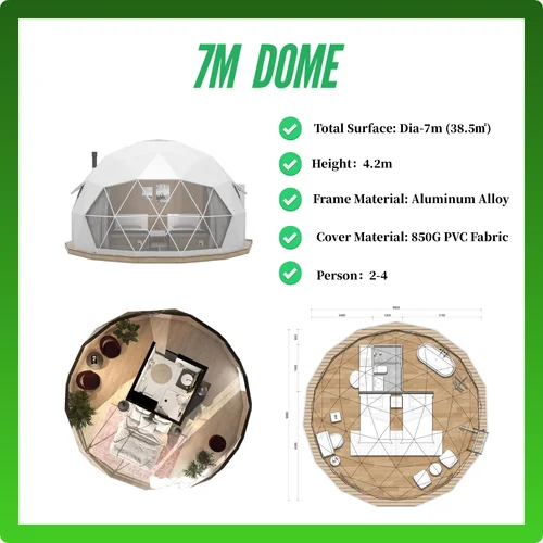 Imagen 2 del producto Tienda de campaña con cúpula de lujo geodésica transparente: stock europeo, entrega rápida en 7 días, cúpula de glamping redonda de PVC para hoteles, terrestres y acampadas