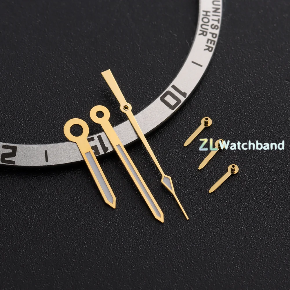 VK63 Watch Hands Gold Silver for Seiko Quartz Movement Speedmaster Green Luminous Watches Part Pointer Needle Mod Accessories