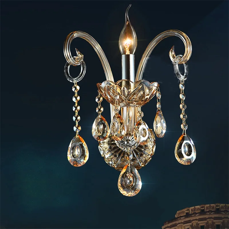 BERTH Indoor Wall Lamps Crystal Fixtures LED European Candle Light Classical for Home Bed Room Lamp