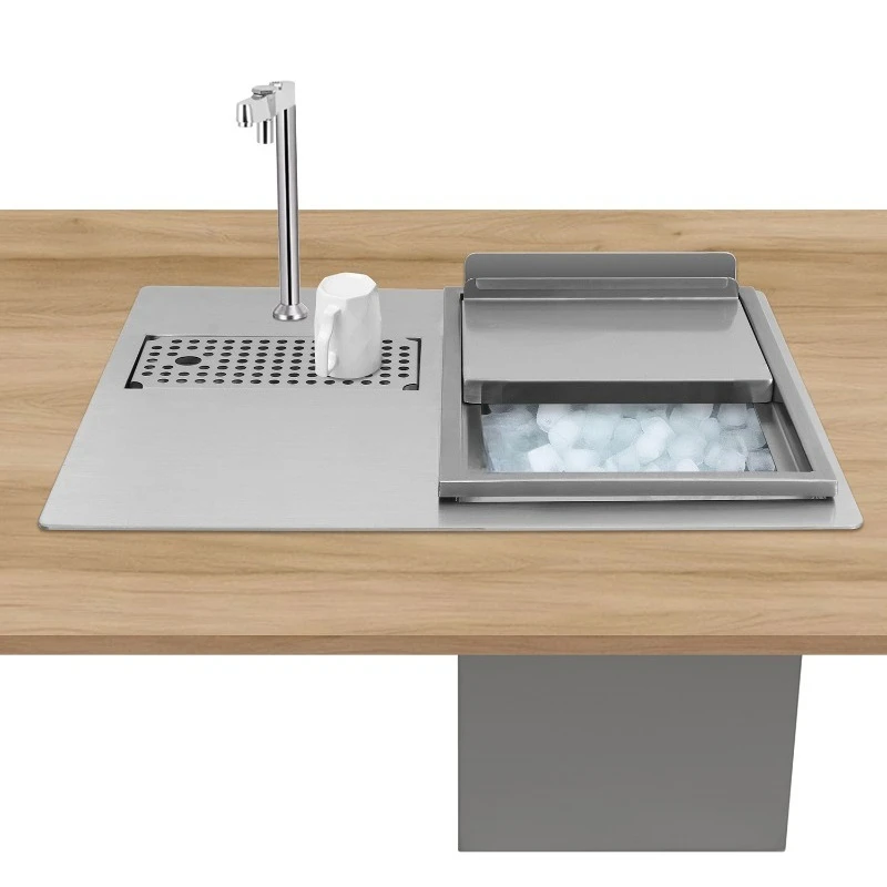 Built-in 304 stainless steel freezer commercial freezer with stainless steel rod drip tray brushed sink