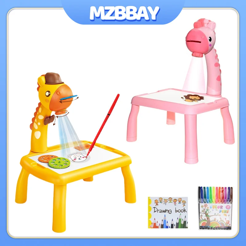 Proyector LED para niños, mesa de pintura artística, juguetes multifunción para niños, WordPad, manualidades, educación para estudiar, juguetes de pintura, regalo