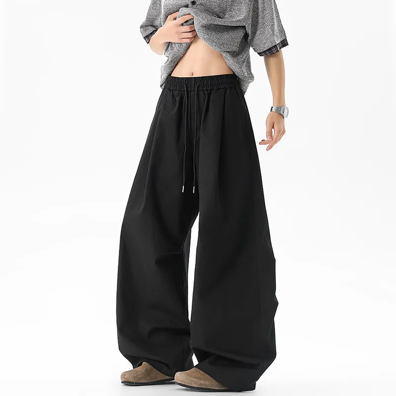 2026 summer new American solid color pure cotton large size scimitar pants men