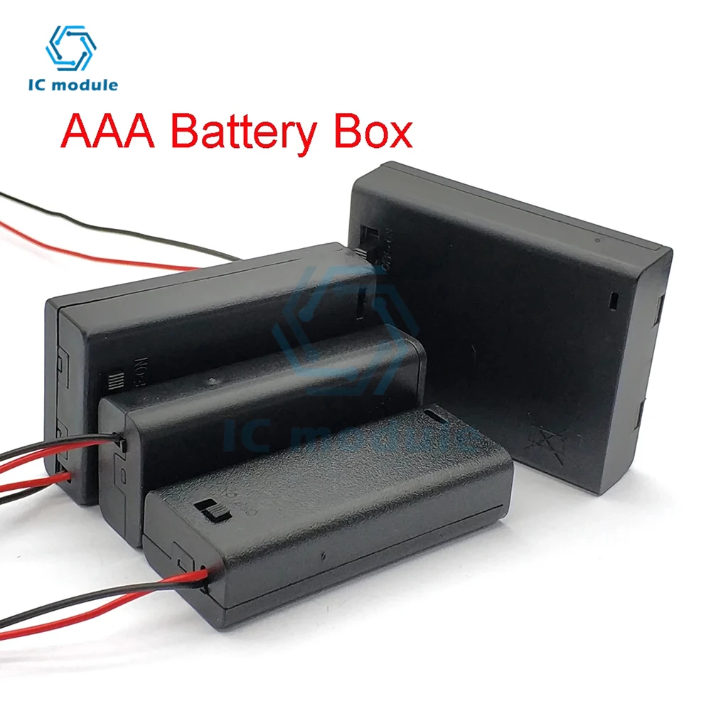 AAA Battery Holder AAA Battery Box With Wires And Switch Cover 2/3/4 Slots AAA DIY Battery Container