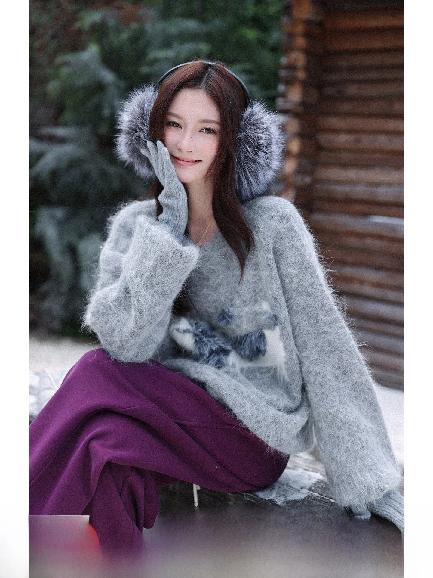 

Корейский вязаный свитер Lemon Matures в стиле ретро с длинными рукавами, круглым вырезом, цветочным узором и длинными пушистыми волосами, повседневный, универсальный.